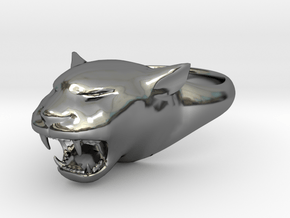 Cougar-Puma Ring , Mountain lion Ring Size 8  in Fine Detail Polished Silver
