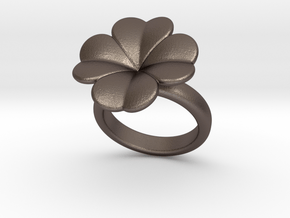 Lucky Ring 30 - Italian Size 30 in Polished Bronzed Silver Steel