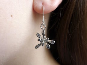 Arabidopsis Rosette Earrings  in Polished Silver