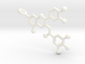 Tea Molecule 3D Printed Key Chain in White Processed Versatile Plastic