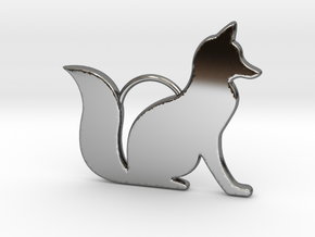 Sitting Fox in Fine Detail Polished Silver