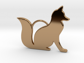 Sitting Fox in Polished Brass