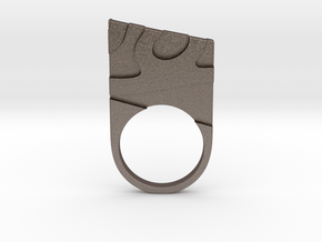 Solid geometry ring in Polished Bronzed Silver Steel