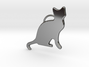 Cat Sitting in Fine Detail Polished Silver