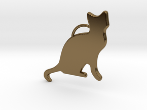Cat Sitting in Polished Bronze