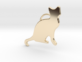 Cat Sitting in 14k Gold Plated Brass