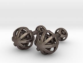 Spheres Cufflinks in Polished Bronzed Silver Steel