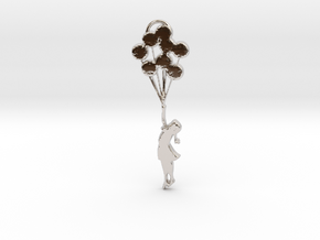 Banksy Girl with Balloons in Rhodium Plated Brass