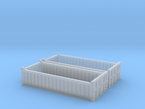 N Scale 20ft Open Top Container Half Height (2 pc  in Smooth Fine Detail Plastic