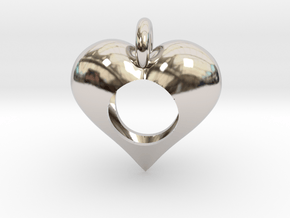 Hole in My Heart Pendant in Rhodium Plated Brass