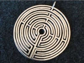 Labyrinth Pendant in Natural Silver