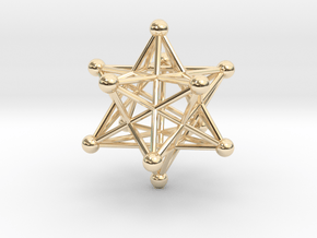 Stellated Dodecahedron pendant 40mm in 14k Gold Plated Brass