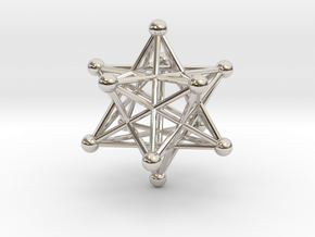 Stellated Dodecahedron pendant 40mm in Rhodium Plated Brass