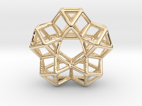 Vector Equilibrium Circle 40mm 5 cuboctahedrons in 14k Gold Plated Brass
