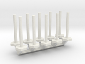 Tube Stanchion Barricade 1-87 HO Scale in White Natural Versatile Plastic