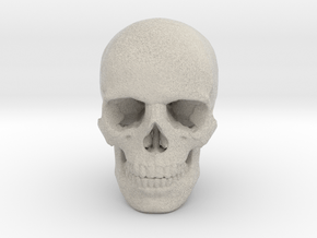 33mm 1.3in Human Skull (23mm/.9in wide) in Natural Sandstone