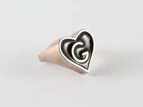 Heart in Polished Bronzed Silver Steel