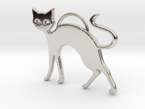 Slinky Cat in Rhodium Plated Brass