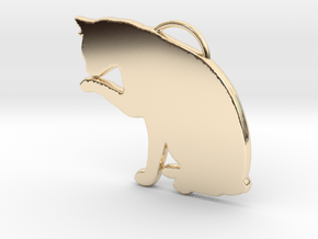 Cat Licking in 14k Gold Plated Brass