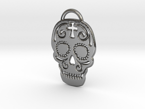 Skull with pattern in Fine Detail Polished Silver