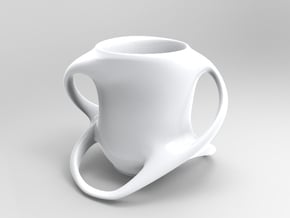 Cup with Four Handles in White Natural Versatile Plastic
