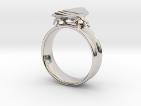 Eagle Ring Size 9 in Rhodium Plated Brass