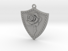 Rose Shield Pendant in Aluminum