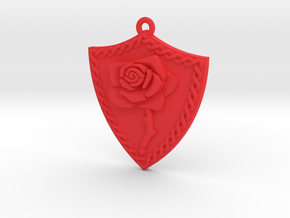 Rose Shield Pendant in Red Processed Versatile Plastic