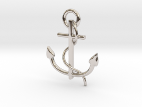 Anchor Pendant in Rhodium Plated Brass