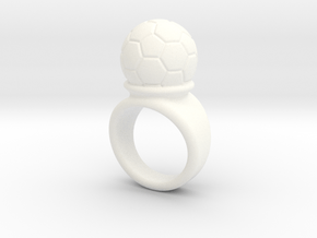 Soccer Ball Ring 14 - Italian Size 14 in White Processed Versatile Plastic