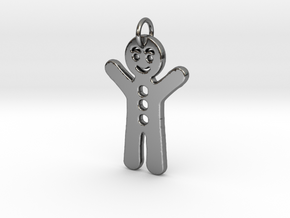 Gingerbread Man in Fine Detail Polished Silver