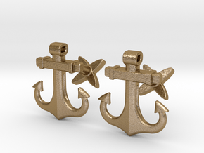 Anchor Cufflinks in Polished Gold Steel