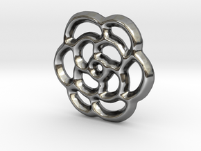 Camellia Charm - 11mm in Fine Detail Polished Silver