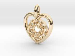 Halo Heart Pendant in 14k Gold Plated Brass