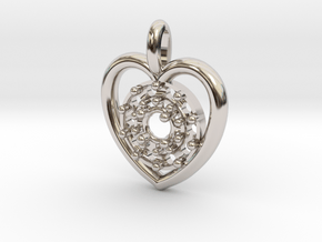 Halo Heart Pendant in Rhodium Plated Brass