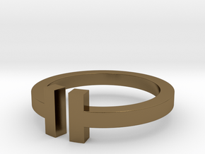 T RING in Polished Bronze