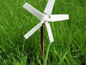 Chopstick Windmill - Western 5 blades in White Natural Versatile Plastic