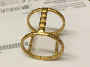 Model Double Ring B in Polished Gold Steel