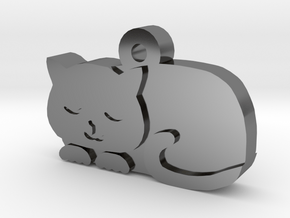 Cat Charm in Fine Detail Polished Silver