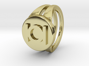 Green lantern ring in 18k Gold Plated Brass