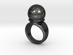 Soccer Ball Ring 16 - Italian Size 16 in Polished and Bronzed Black Steel