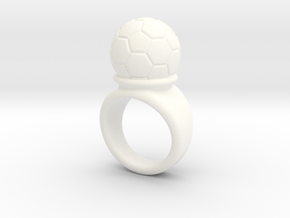 Soccer Ball Ring 16 - Italian Size 16 in White Processed Versatile Plastic