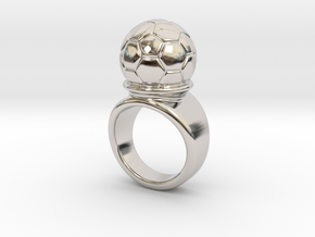 Soccer Ball Ring 17 - Italian Size 17 in Rhodium Plated Brass