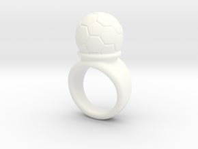Soccer Ball Ring 17 - Italian Size 17 in White Processed Versatile Plastic