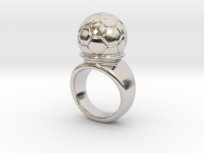 Soccer Ball Ring 18 - Italian Size 18 in Rhodium Plated Brass