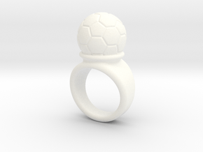 Soccer Ball Ring 18 - Italian Size 18 in White Processed Versatile Plastic