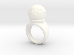 Soccer Ball Ring 19 - Italian Size 19 in White Processed Versatile Plastic