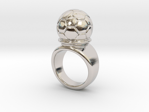 Soccer Ball Ring 20 - Italian Size 20 in Rhodium Plated Brass