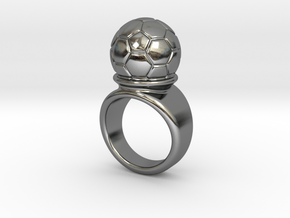 Soccer Ball Ring 21 - Italian Size 21 in Fine Detail Polished Silver