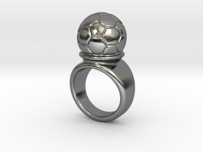 Soccer Ball Ring 23 - Italian Size 23 in Fine Detail Polished Silver